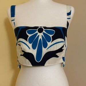 Zara Blue and White Strappy Top